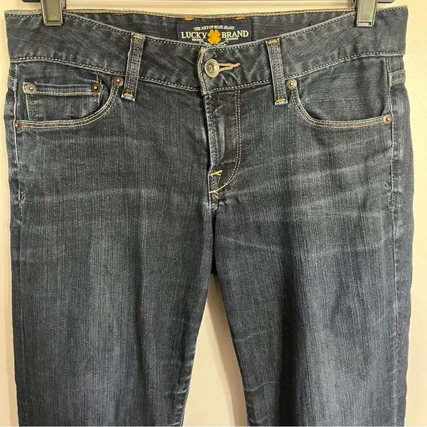Lucky Brand Lola Boot Women's 2/26 LONG Ankle Dark Wash Blue Denim Bootcut Jeans - Image 2
