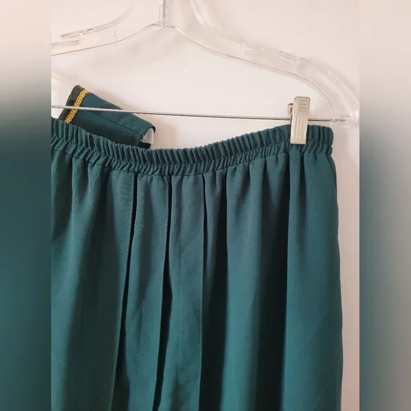 Vintage F.A.D. Emerald Green 2 Piece Skirt Set Retro Grandma Pleat Plus Size 2X - Image 5