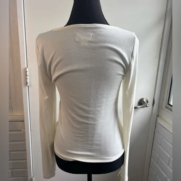 Maeve by Anthropologie Ribbed Square Neck Shirt small‎ boho layered classic - Image 5