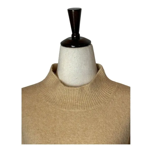 Magaschoni Sweater Women‎ Small Tan Knit Wool Blend Mock Neck Pullover - Image 4