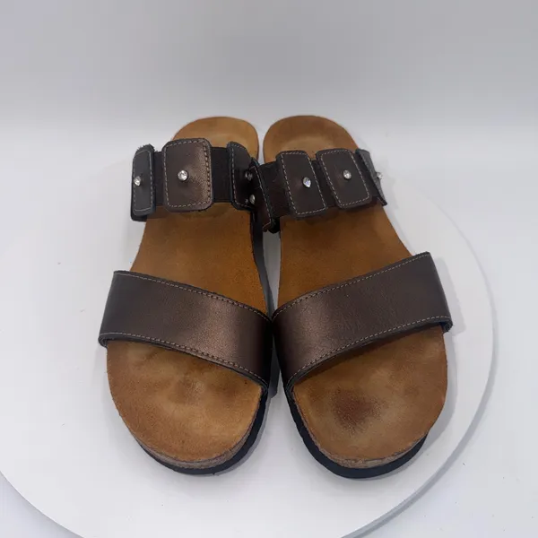 Naot Ashley Women Bronze Metallic Leather Rhinestone Slide Sandals Size 40 - Image 3
