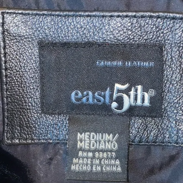 East 5th Black‎ Genuine Leather Button Front Coat Medium - Image 5