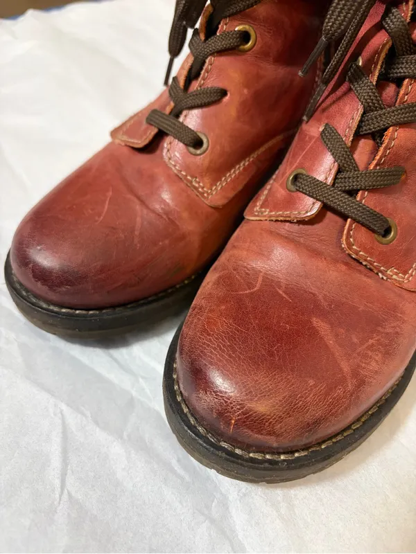 Dromedaris Kara Scrunched Red Leather & Suede Boot Size 38 - Image 3