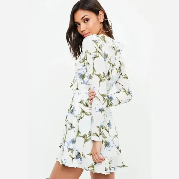 ✨ HP✨White Base Floral Print Ruffle Tea Dress✨ - Image 4