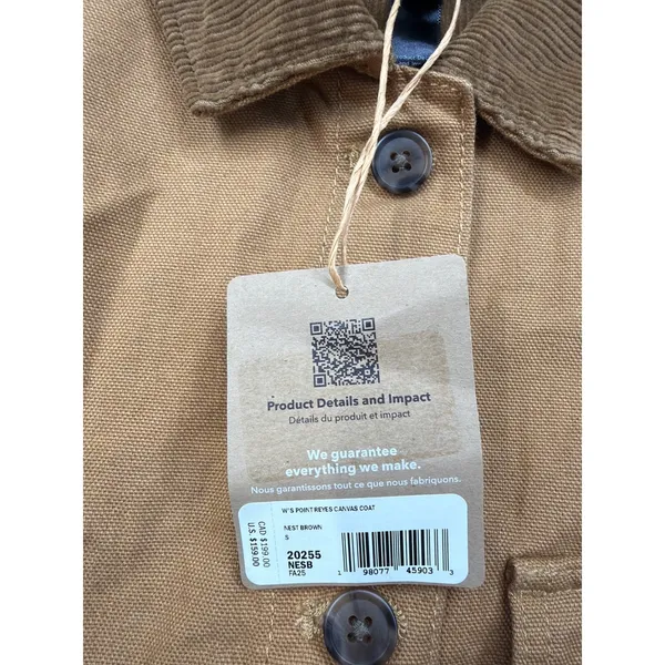 Patagonia Women's Point Reyes Canvas Coat Nest Brown Small NWT ($159 Retail) - Image 4