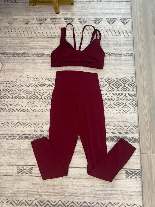Offline by aerie dark red workout set leggings size S - Image 5