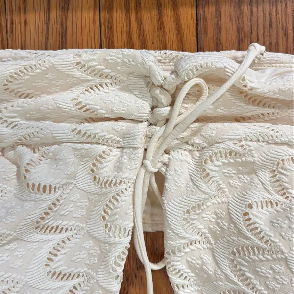 Andie Bikini‎ Set Cabarete Top Super High Waisted Bottom Lace Cream Syrah L NWT - Image 6