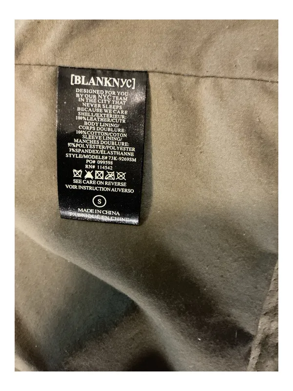 BLANKNYC Genuine Suede Leather Moto Jacket Olive Belted Biker Size Small - Image 3