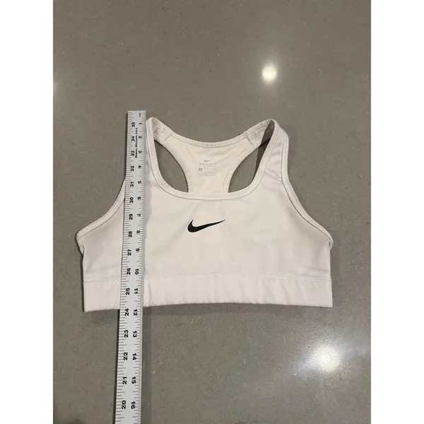 Nike Dri-FIT Sports‎ Bra Padded Racerback White Workout Activewear Top - Image 2