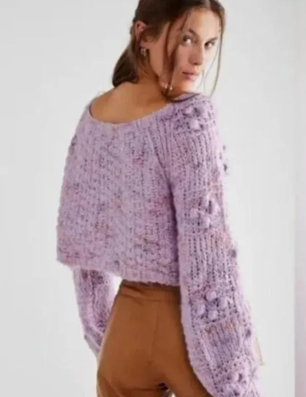 NWT FREE PEOPLE Sunset Cloud Pullover Sweater In Violet Glow Combo - Image 2