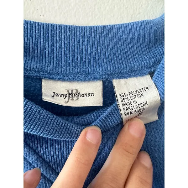 Vintage Jenny Buchanan Sweatshirt Women's Medium Blue Pullover Crewneck - Image 4