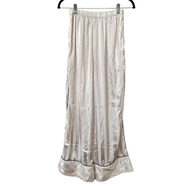 FREE PEOPLE Satin Striped Wide Leg‎ Pajama Set White Small - Image 5