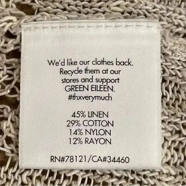 Eileen Fisher Linen Beige Embroidered Knitted Open Cardigan Sweater SZ XS - Image 8