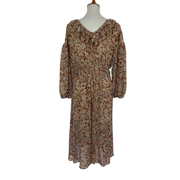 Entro Dress Medium Brown Long Sleeve Boho Festival Cottagecore - Image 5