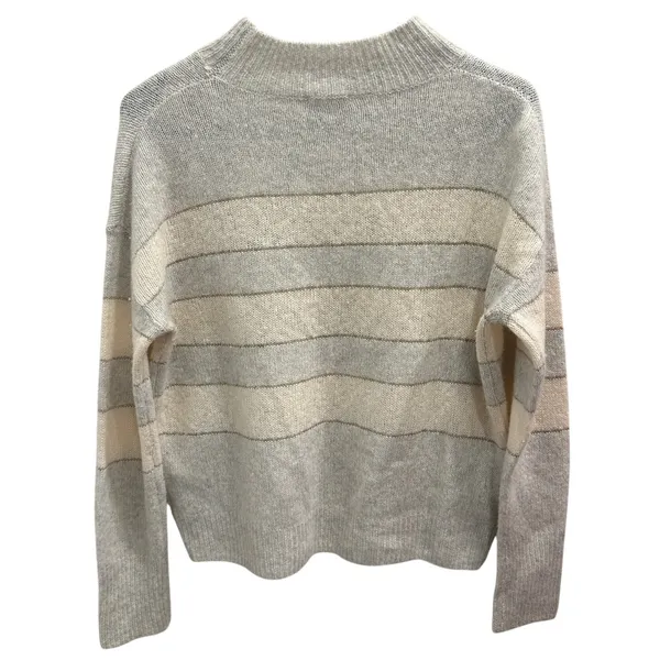 Rails Mist Ivory Glitter Stripe Ellise Sweater Cashmere‎ Silk Blend XS Luxe Cozy - Image 2