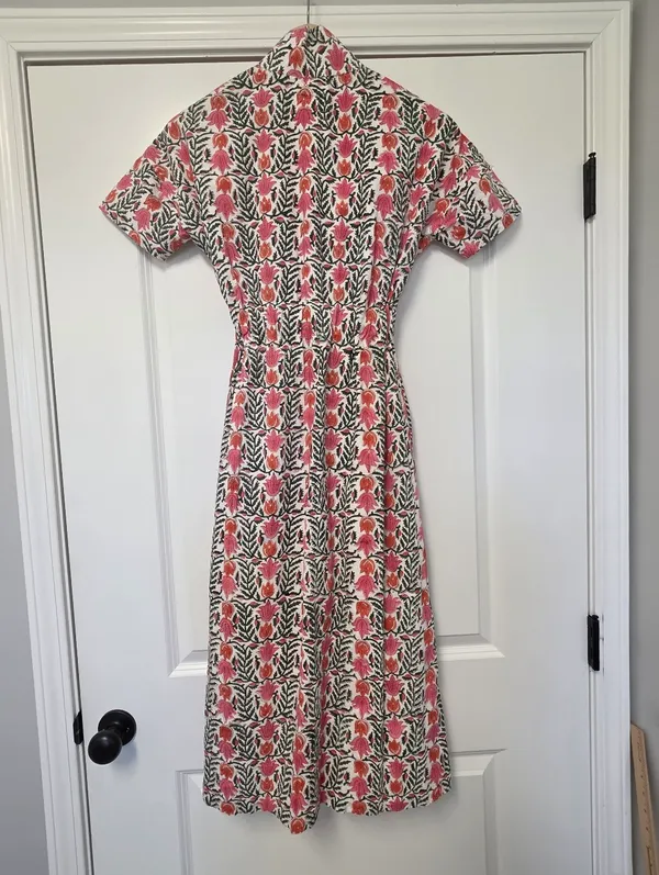 Mod’s Mahal Women’s Midi Shirt Dress English Garden Size XS Pink Green Floral - Image 5