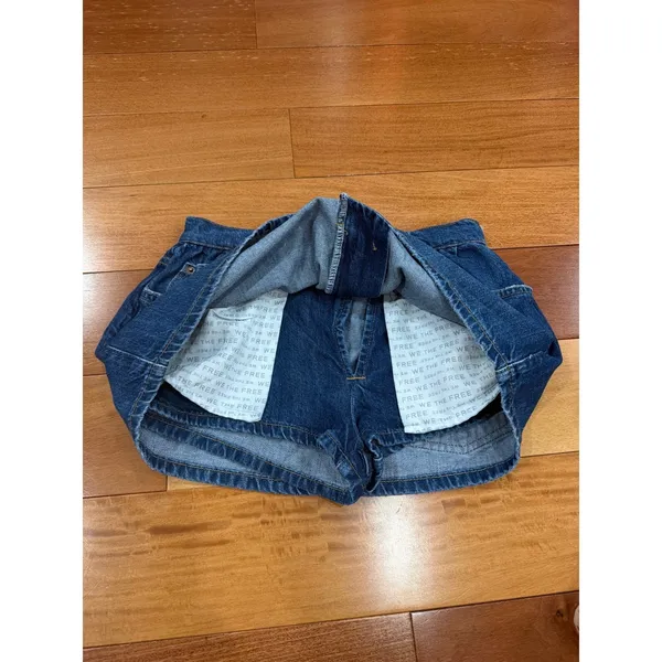 NWOT We The Free Denim Skort Womens‎ Blue Gathered Waist Mini 25 - Image 7