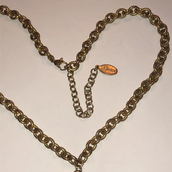 Guess Gold Tone CZ Heart Pendant Boho Chain Necklace - Image 5