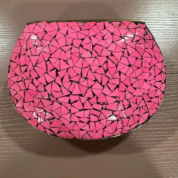 NEW Ramla Beverly Hills Pink/White Mosaic Handcrafted Handbag In Morocco - Image 2