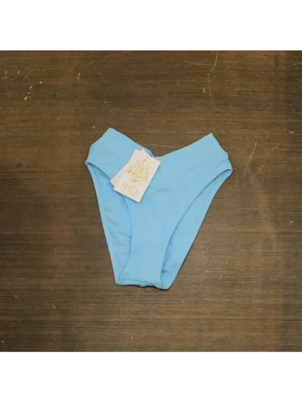 NWT Becca Womens Modern Edge Textured Rib High-Waist Bikini Bottom Ice Blue XS - Image 4