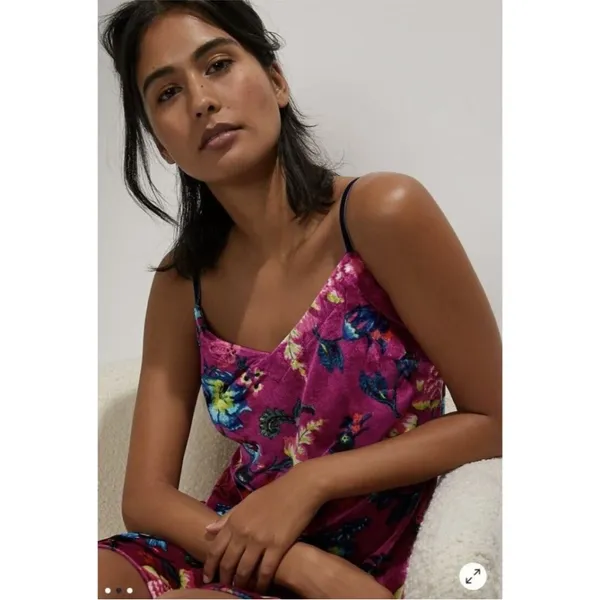 Anthropologie Shania Velvet Floral Slip‎ Dress in Violet Size Small - Image 2
