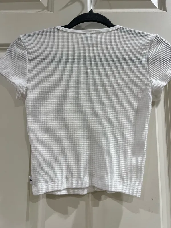 Aritzia Tna Waffle‑Knit Cropped Tee – White Textured Short Sleeve – Size S - Image 5