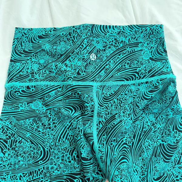 Lululemon Wunder Under High Rise Leggings Tights 28” Viridian Green Black Sz 6 - Image 6