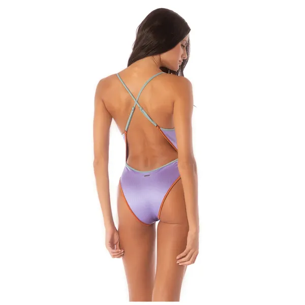 Maaji Lavander Wisteria Mae Reversible One-Piece Swimsuit Size Small - Image 2