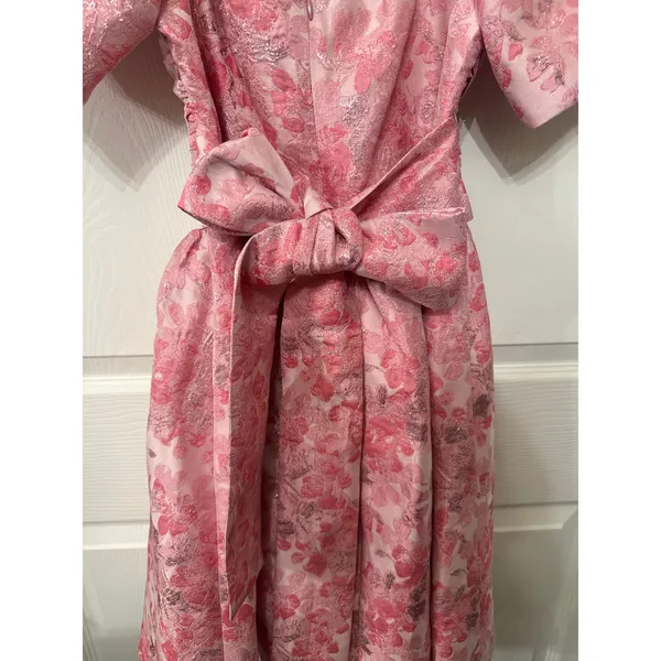 NWOT Meet Me in Santorini Cheers to Us Light Pink Floral Jacquard Mini Dress, XS - Image 11