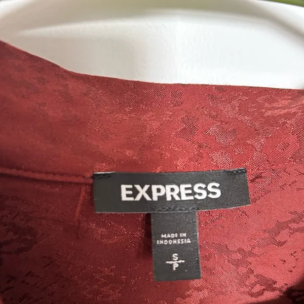 Express Long Sleeve Pussycat Bow Blouse Brown Size S - Image 7