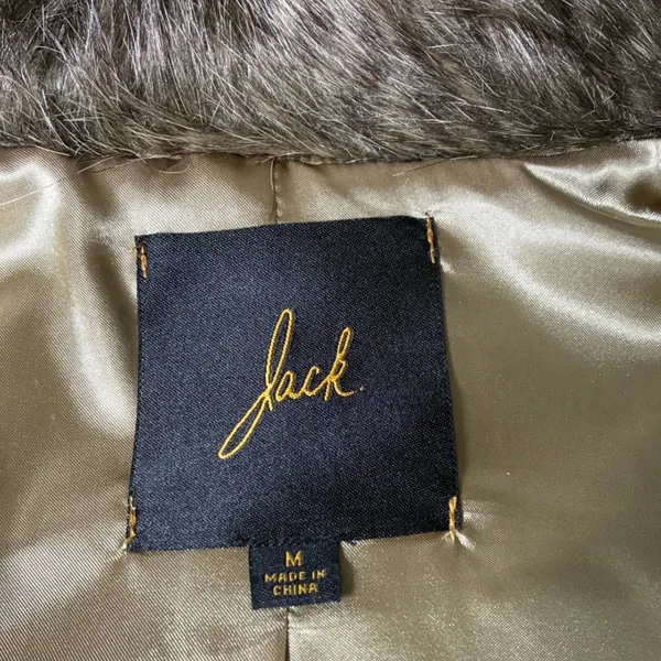 Jack Faux Fur Vest Brown Grey Shawl Collar Luxe Boho Mob Wife Size M - Image 5