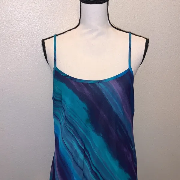 Venezia blue & purple wave pattern maxi night out formal dress - Image 2