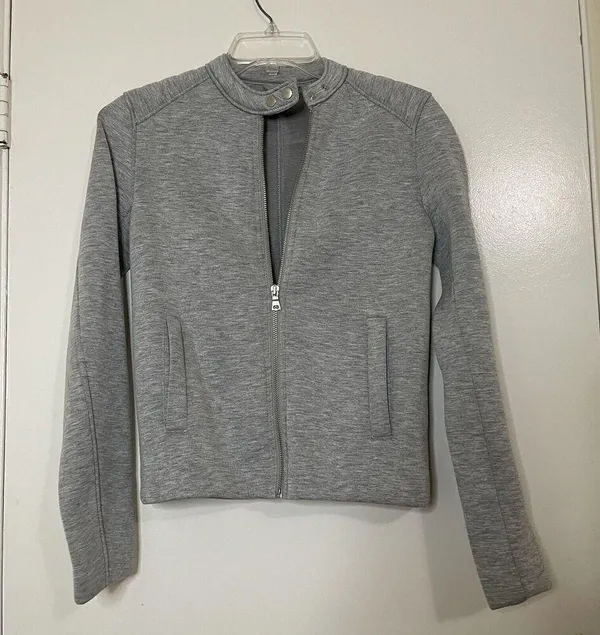 GAP Moto gray scuba full zip jacket size XS - Image 4