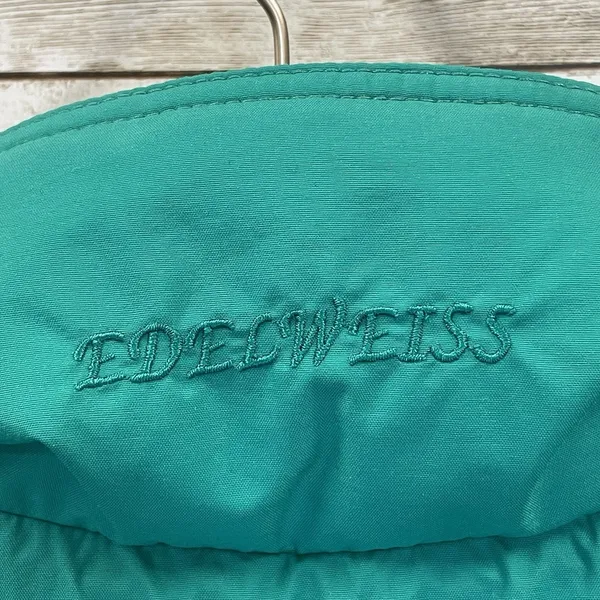 Vintage 90's Edelweiss Womens L‎ Ski Vest Green Nordic Embroidery Quilted Lining - Image 11