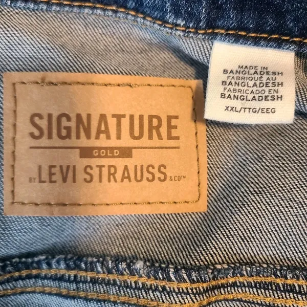 Signature Gold Levis Strauss Denim Light Stretch Trucker Jean Jacket Women XXL - Image 6