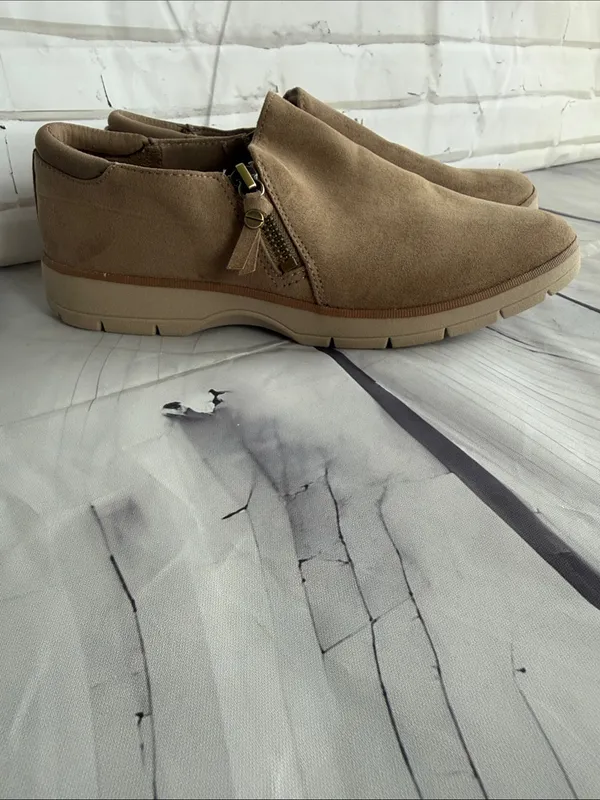 Dr. Scholl's Nice Day Now Women's Suede Slip-On Loafer in Taupe - Image 3