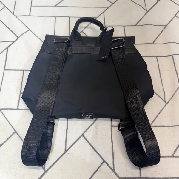 Botkier Backpack‎ Small Black Nylon Leather Trim Logo Straps Zipper Pockets - Image 8