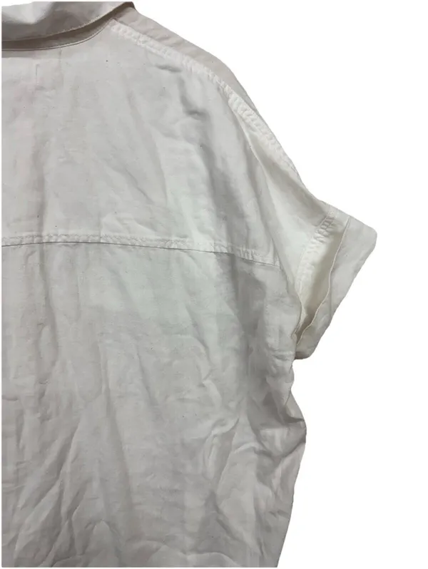 (RFB3) Madewell Women's White Button Up Short Sleeve Casual Pocket Top Size L - Image 13