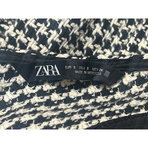 Zara Black White Tweed Button Front Sleeveless Pinafore Vest Mini Dress Size S - Image 5