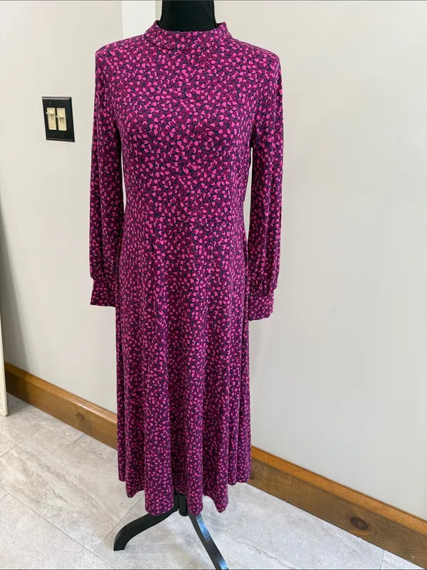 Boden Carly Jersey Midi Dress - Pink and Navy Flambe Trellis Vine size 8P - Image 2