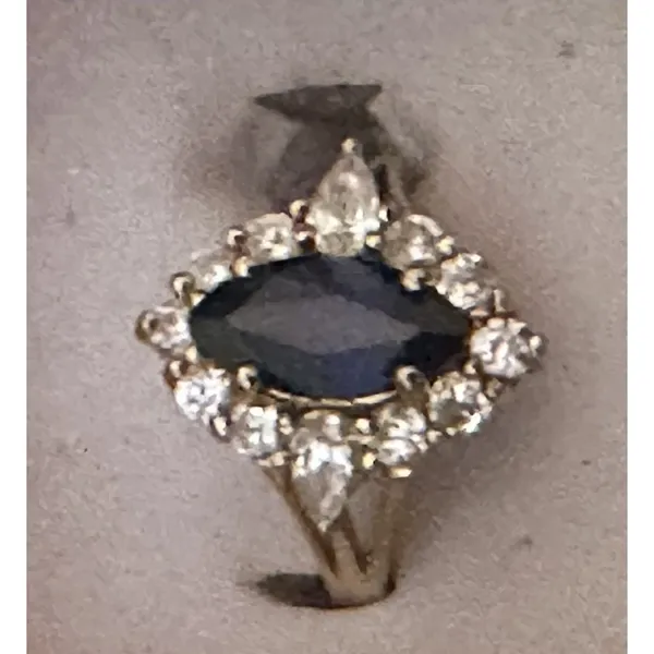 925 Sterling Silver Natural Blue Sapphire With CZs Size 7 - Image 2