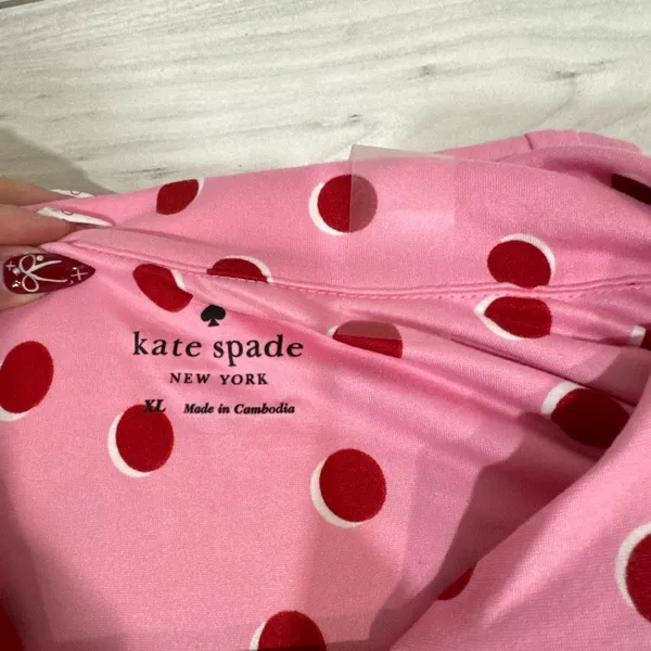 NWT Kate Spade New York Long Sleeve Knit Notch Collar Pajama Set in pink with re - Image 2