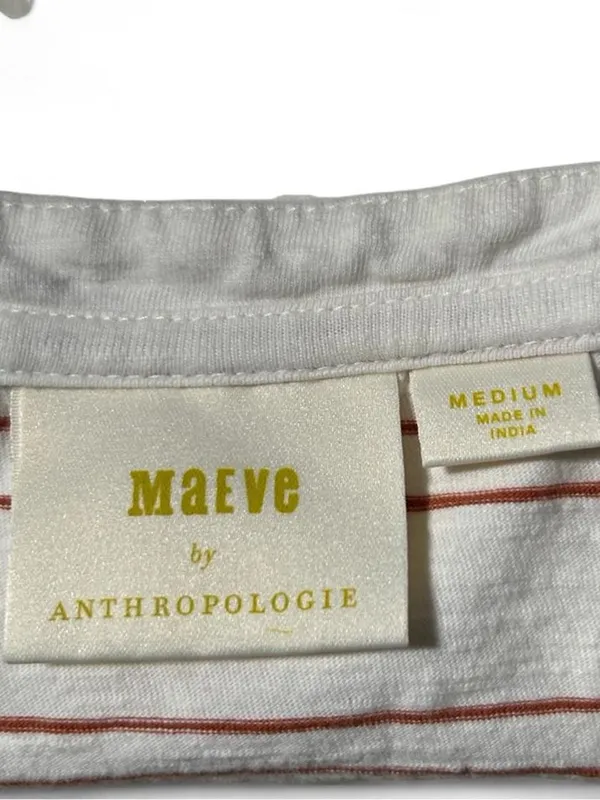 Maeve Anthropologie Cotton Tunic Tank Blouse Striped Peplum Swing Rust Coastal M - Image 6