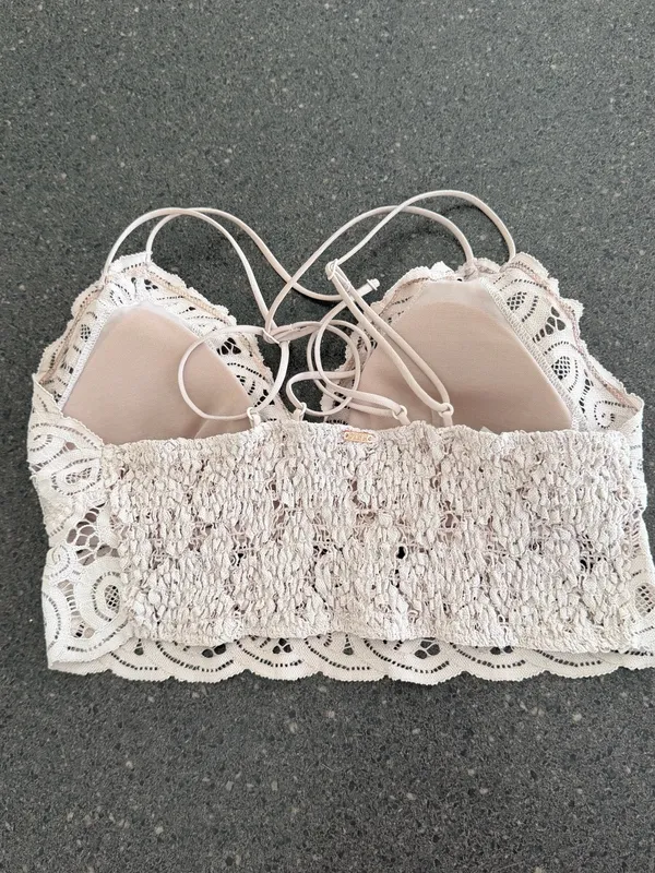 PINK Victoria's Secret Lace Crisscross Bralette - Cream size M - Image 9