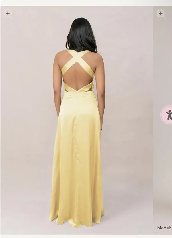 Dylan Satin Dress Yellow-740 - Image 2