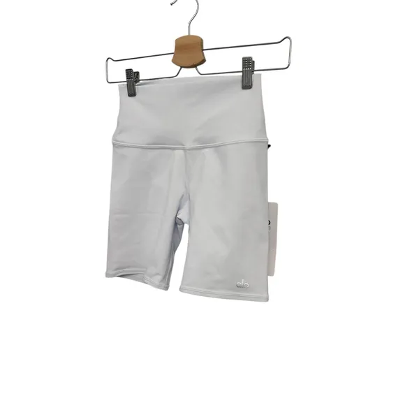 Alo Yoga 7" High-Waist Biker Short White Major Moves XS NWT Authentic - Image 7