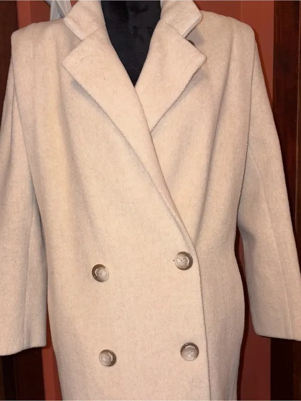 Britanny Originals Wool Double-Breasted Cream Long Coat - Image 3