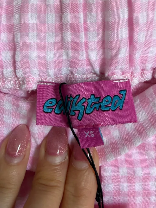 NWT Edikted Pink Gingham Cotton Blend Shorts - Image 5