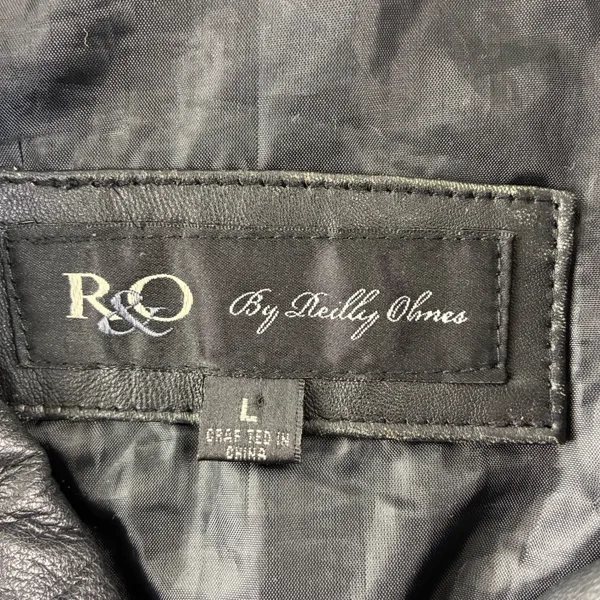 R&O by Reilly Olmes Leather Jacket Womens Large Black‎ Zip Up Minimalist Y2K 90s - Image 6