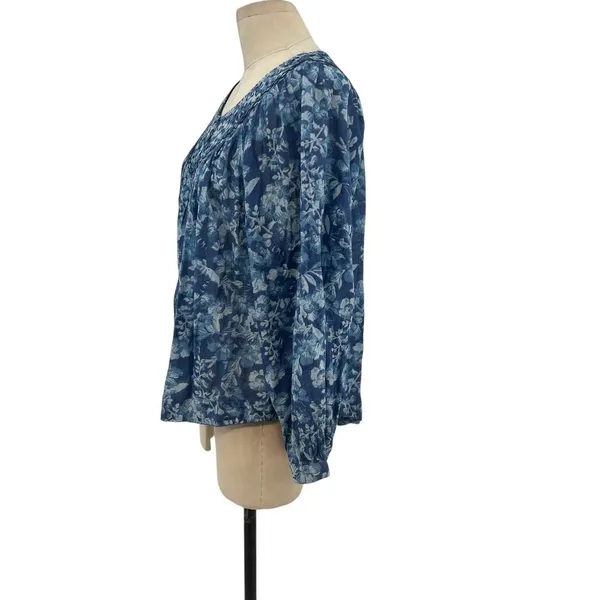 Free People Cool Meadow Printed Top Denim Combo‎ Blue Floral Size XS - Image 8